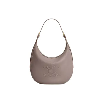 CELINE Cow Leather Handbag Shoulder Bag Women's Pebbled Color