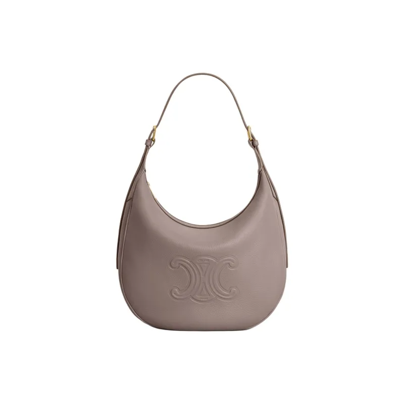 CELINE Cow Leather Handbag Shoulder Bag Women's Pebbled Color-0