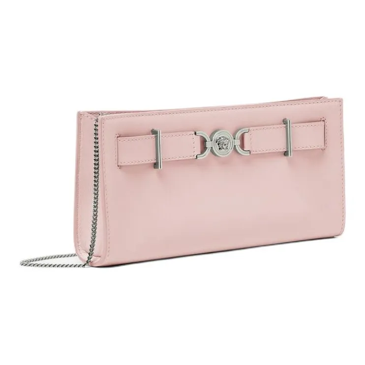 VERSACE Medusa '95 Cow Leather One Shoulder Crossbody Clutch Women's Light Pink-1