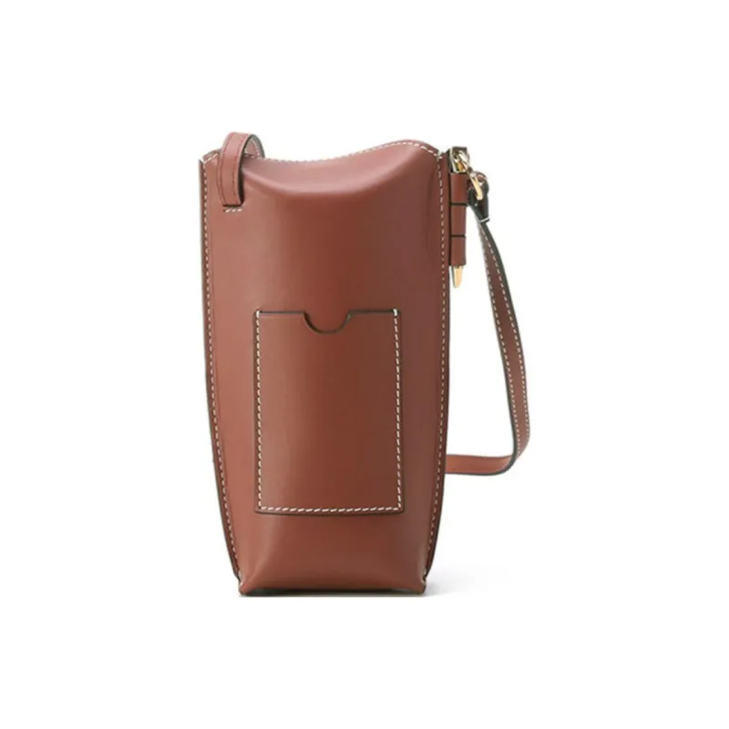 LOEWE Gate Pocket Cow Leather Shoulder Bag Regular Women's Rusty Red-0