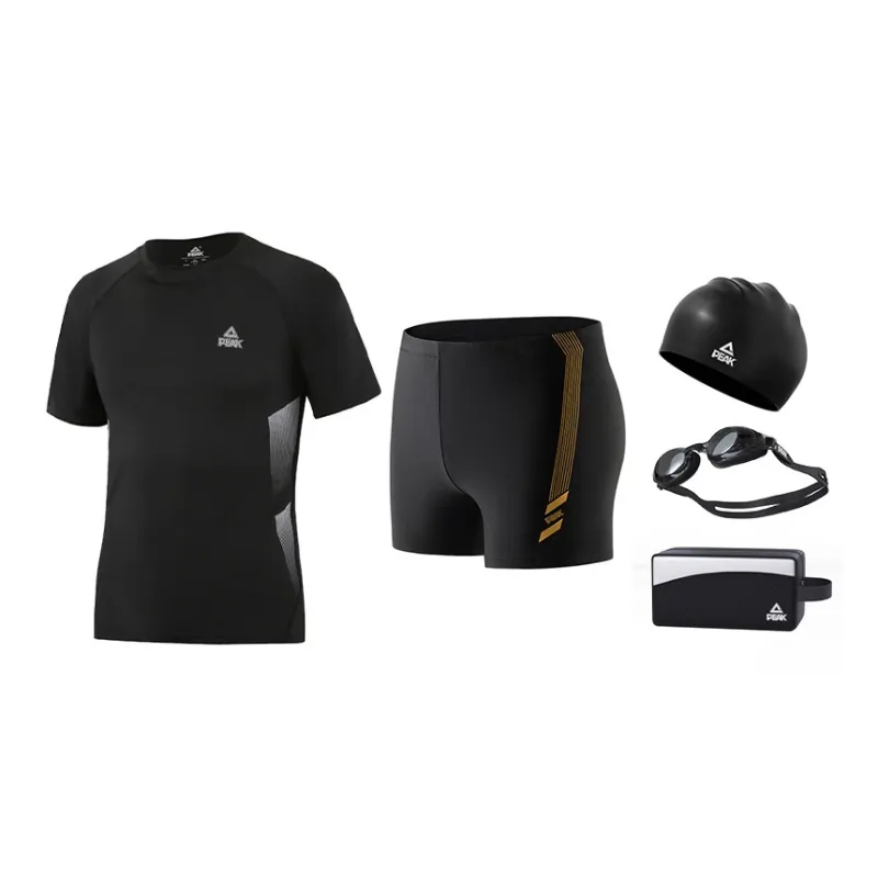 PEAK Swimming Sets Polyester Polyamide Elastane Pool Men's Black Gold Black Blue-3