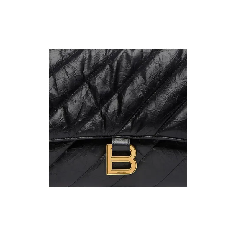 Balenciaga Clutch Crush Large Quilted Black-4