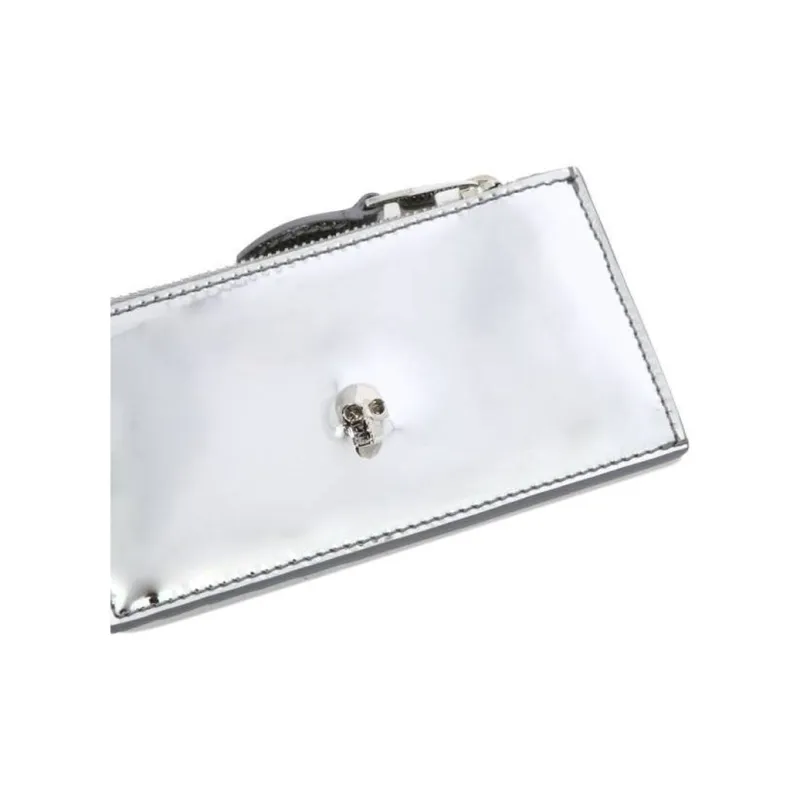 Alexander McQueen Leather Card Holder Women's Silver-4