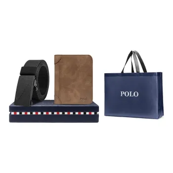 POLO Fabric Canvas Belt Men's Black Width 3.5cm
