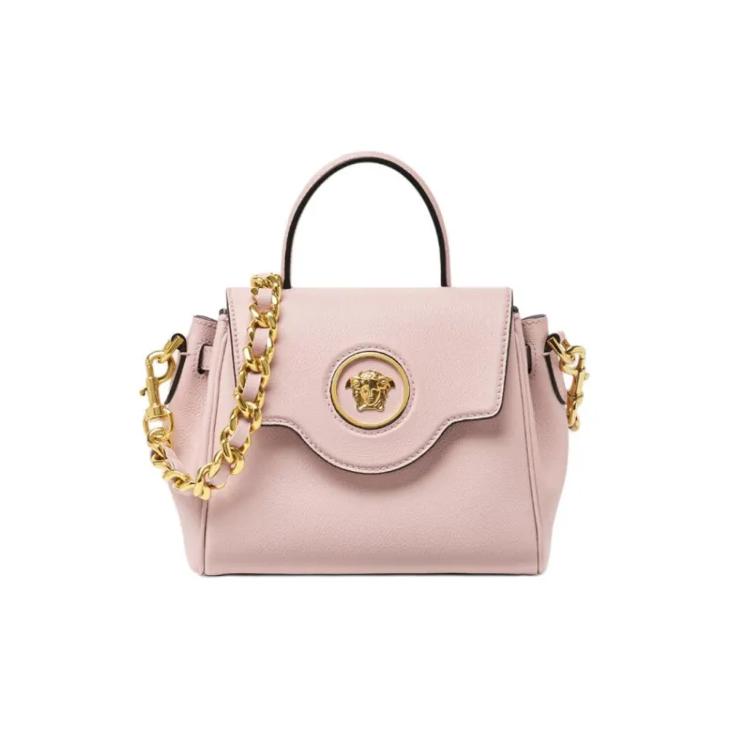 VERSACE La Medusa Cow Leather Shoulder Bag, Crossbody Bag, Handbag Trumpets Women's Light Pink Red-0
