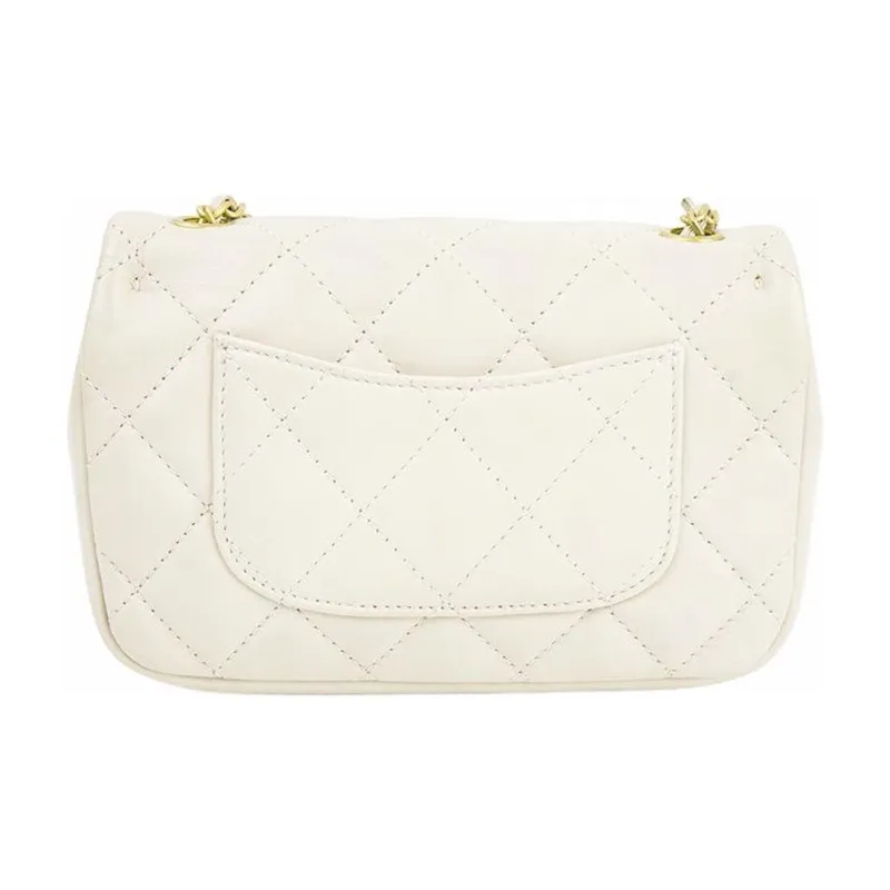CHANEL Lambskin Flap Bag, Shoulder Bag, Crossbody Bag Mini Women's White-4