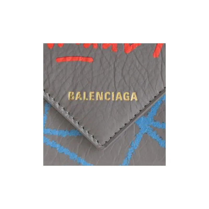 Balenciaga PAPIER Calfskin Card Holders Coin Purses Wallets Small Size Unisex Gray-4