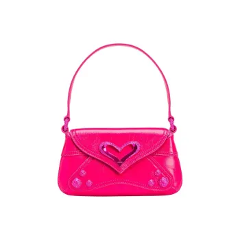 PINKO Cow Leather Handbag Shoulder Bag Small Size Women's Pink