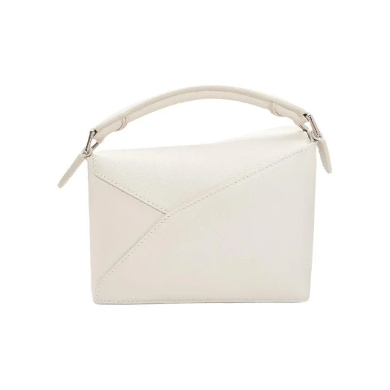 LOEWE Puzzle Soft Grain Calfskin Puzzle Bag, Shoulder Bag, Crossbody Bag, Handbag Mini Women's White-3