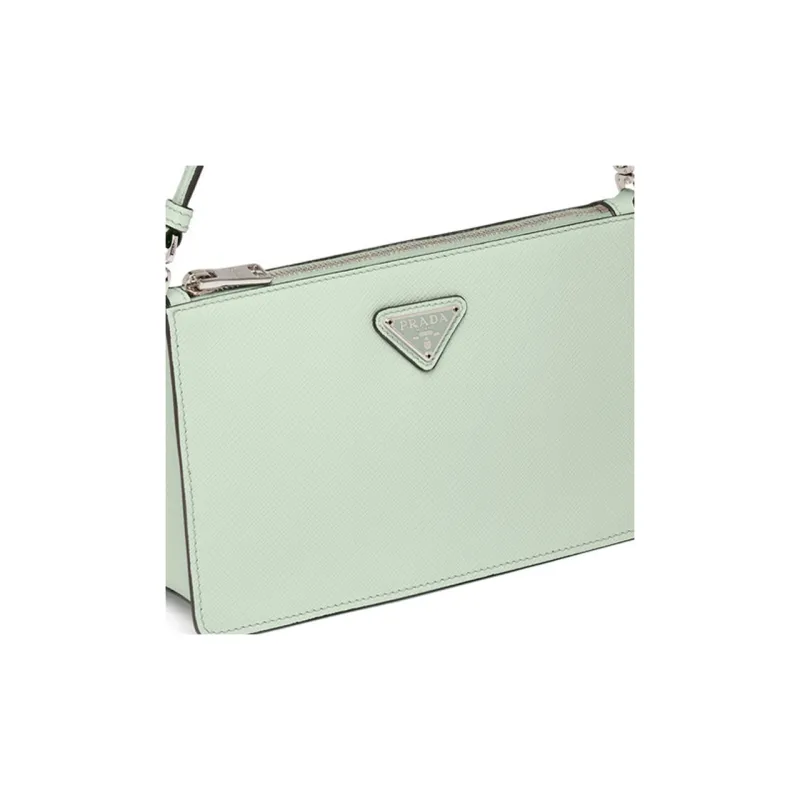 PRADA Saffiano Leather Shoulder Bag, Handbag, Shoulder Bag Women's Green-3