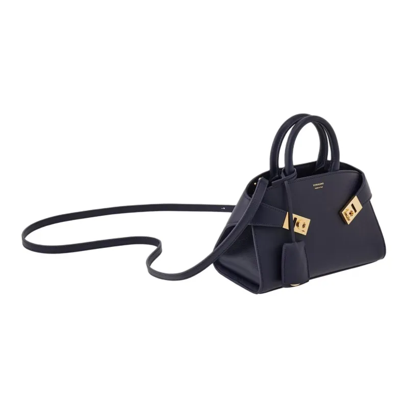 FERRAGAMO Calfskin Tote Bag Shopping Bag Shoulder Bag Crossbody Bag Handbag Mini Women's Midnight Blue-1