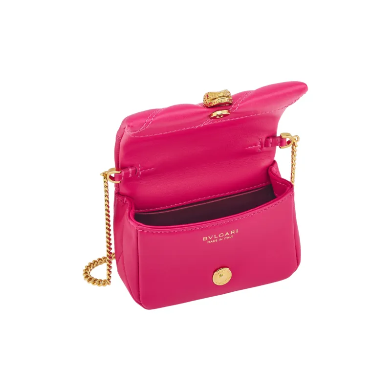 BVLGARI Serpenti Cabochon Calfskin Shoulder Bag, Crossbody Bag Mini Women's Pink-3