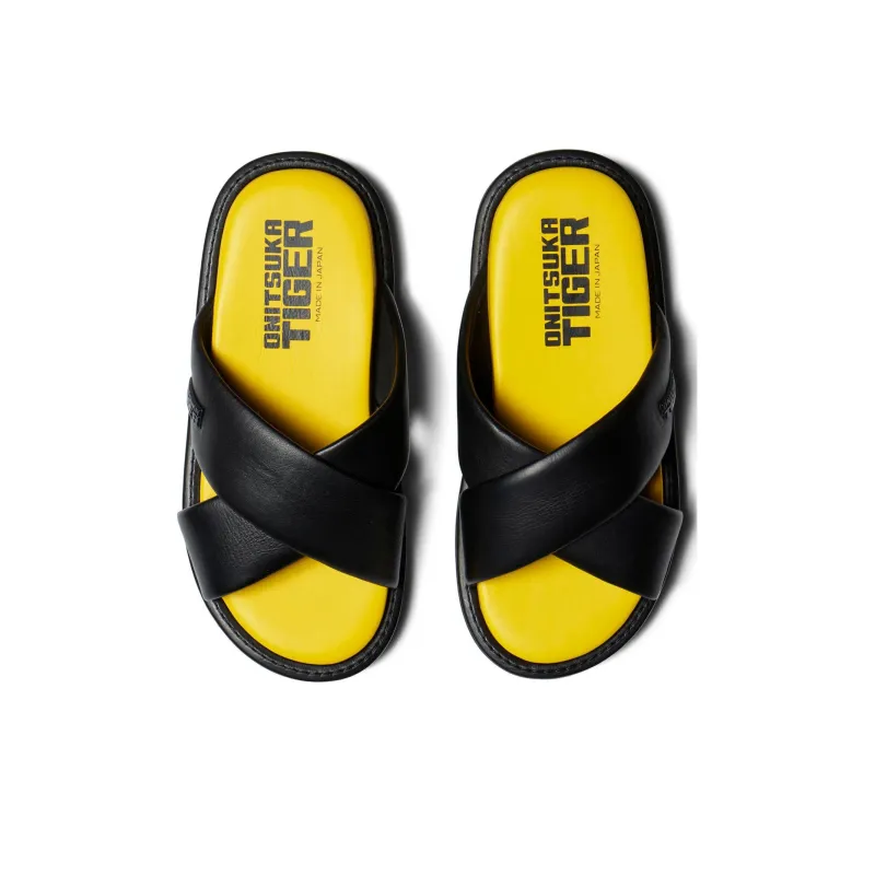 Onitsuka Tiger Slide Slippers Unisex Black Yellow-4
