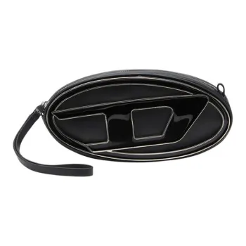 DIESEL Cow Leather Wrist Bag Clutch Shoulder Bag Crossbody Bag Small Size Women's Black