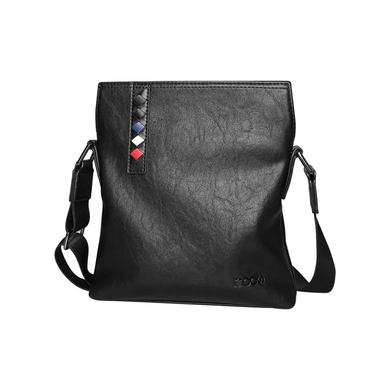 COW Microfiber Synthetic Leather Shoulder Bag Large Size Men's Black-10