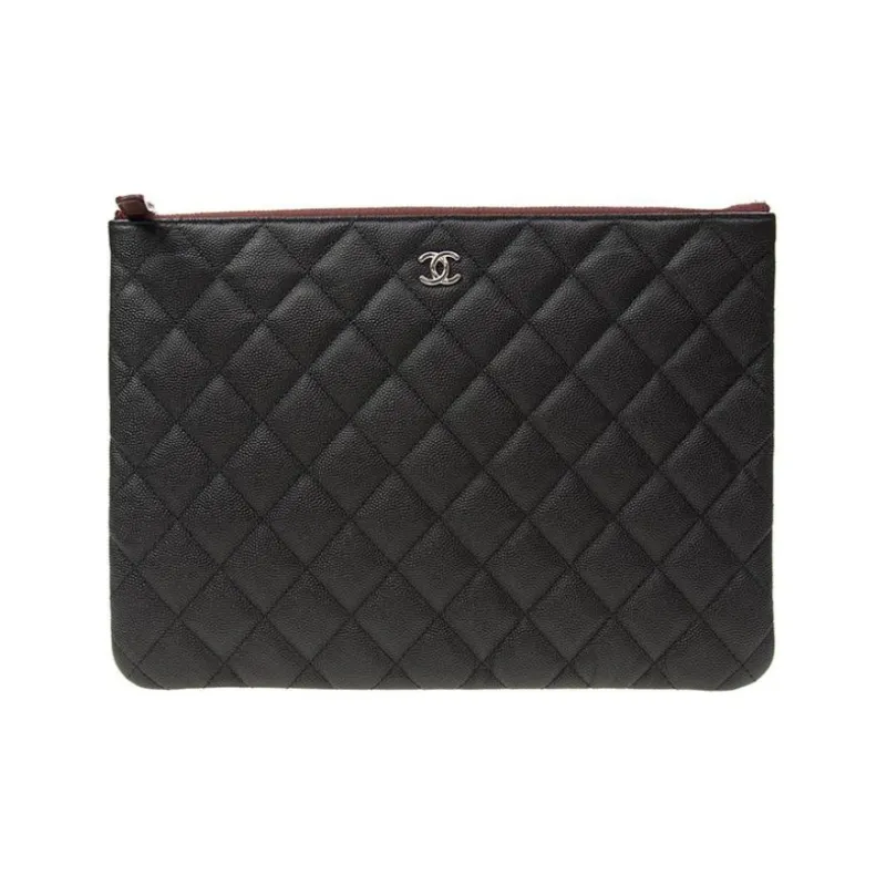 CHANEL Grain Litchi Grain Embossed Calfskin Wallet Coin Purse, Clutch Women's Black-0