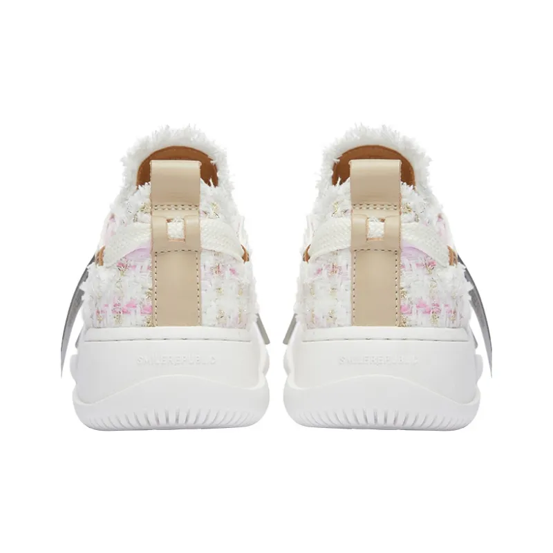 SMILEREPUBLIC PINK WHITE TWEED 'Chance Encounter' Height Increasing Low-Top Canvas Shoes Unisex Pink White-4