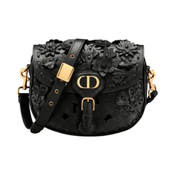 DIOR Cow Leather Shoulder Bag Women's Black