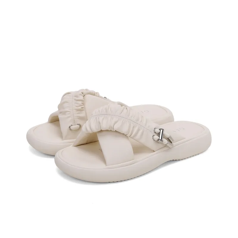 GEMEIQ Slide Slippers Women's Beige/Yellow-1