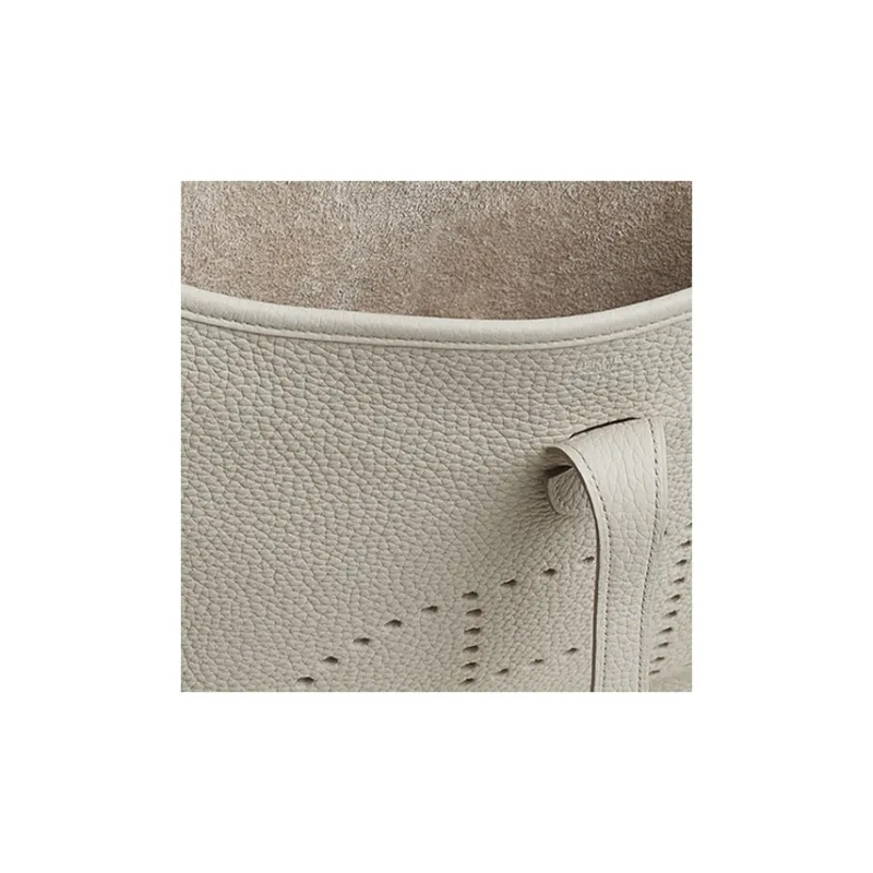 HERMES Evelyne Clemence Bullock Leather Ivorie Crossbody Bag Shoulder Bag Women's Concrete Gray+Black-3