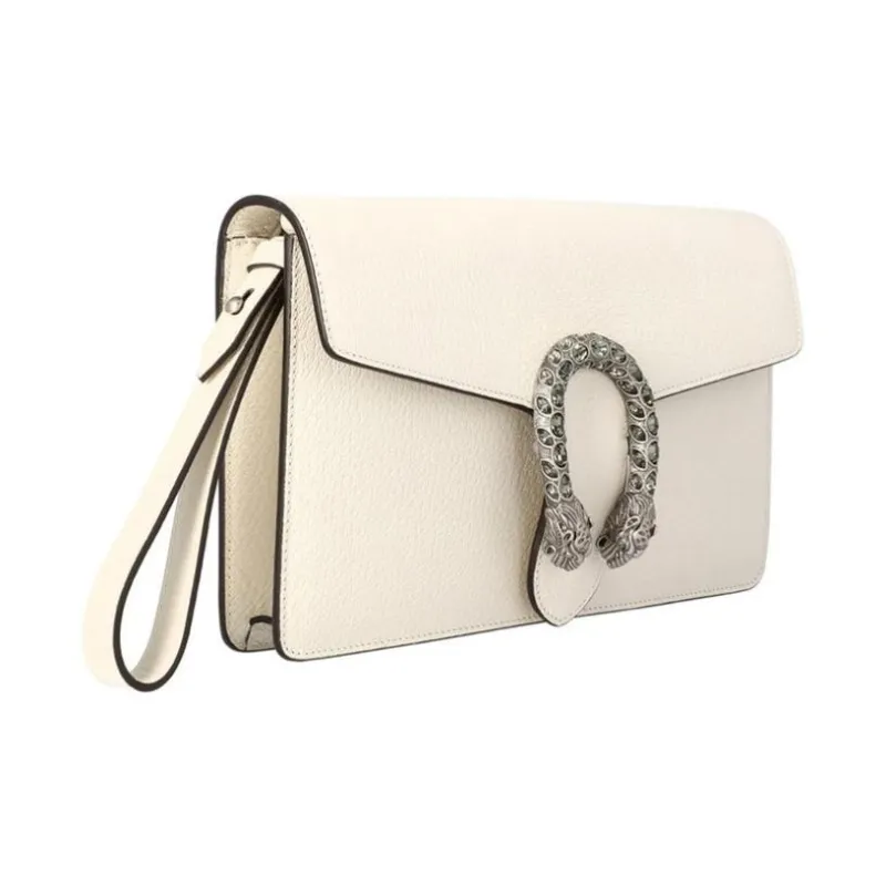 GUCCI Dionysus Leather Clutch Women's White-1