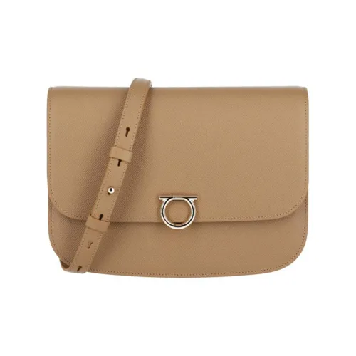 FERRAGAMO GANCINI Cow Leather Shoulder Bag, Crossbody Bag Women's Brown