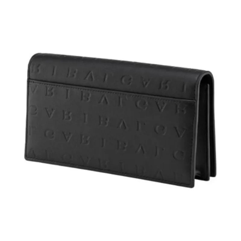 BVLGARI Logo Calfskin Wallet Shoulder Bag Crossbody Bag Women's Black-2