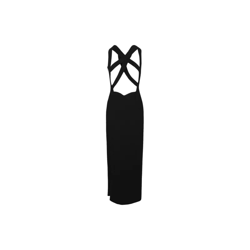 VERSACE Crossed Sleeveless Cocktail Dress 'Black'-1