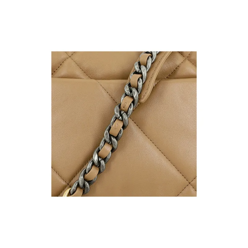 CHANEL 19Bag Sheepskin Shoulder Bag, Crossbody Bag Trumpets Women's Brown-4