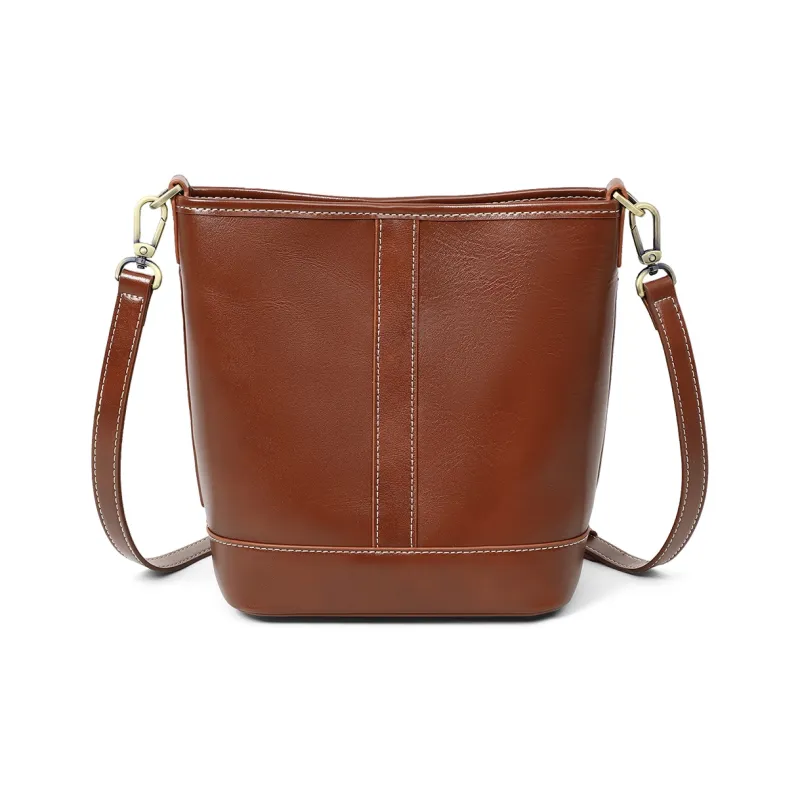 MILLIE'S Cow Leather Bonded Synthetic Leather Bucket Bags Shoulder Bags Regular Women's Wine Coffee/Brown-9