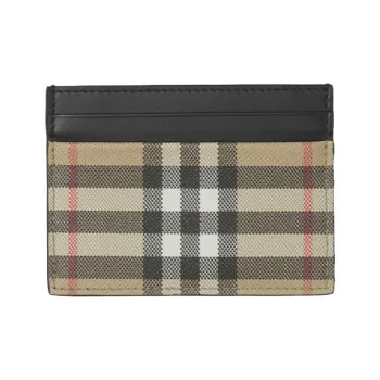 Burberry Canvas Cowhide Card Holder Men's Classic Beige