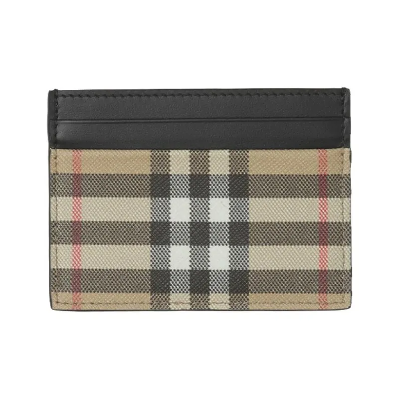 Burberry Canvas Cowhide Card Holder Men's Classic Beige-0