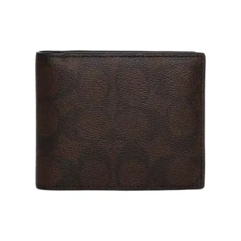 COACH 3 IN 1 Wallet Iconic Canvas Wallet Mini Men's Mahogany Multicolor