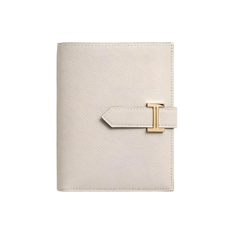 HERMES Bearn Epsom Calfskin Wallet Unisex Chalk White-0