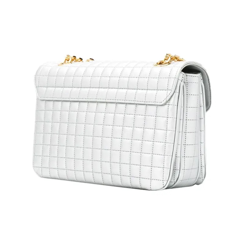 CELINE Cow Leather Crossbody Bag, Shoulder Bag Women's Silver-1