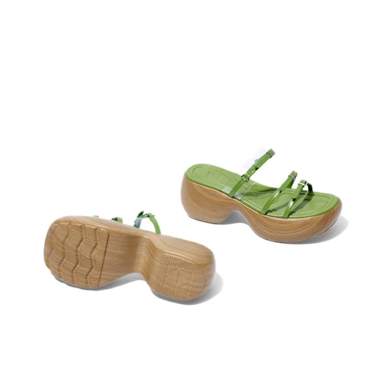 ZSAZSAZSU Rubber Sole Slide Slippers Women's Green-4