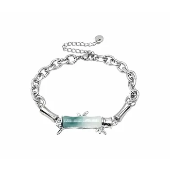 Muyan Colored Glaze Ink Wash Bamboo Jade Bracelet Unisex