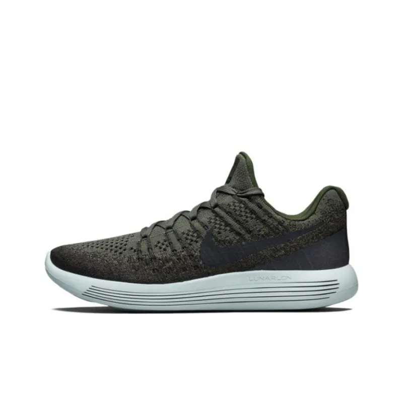 Nike LunarEpic Flyknit 2 Cushioning Wear Resistant Low Top Casual Running Shoes Men's Gray Green-0