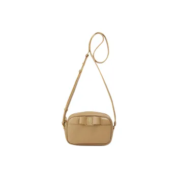 FERRAGAMO BOW Vara Leather Patchwork Calfskin Crossbody Bag Shoulder Bag Women's Camel