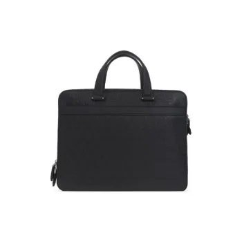 FERRAGAMO GANCINI Leather Handbag Briefcase Men's Black