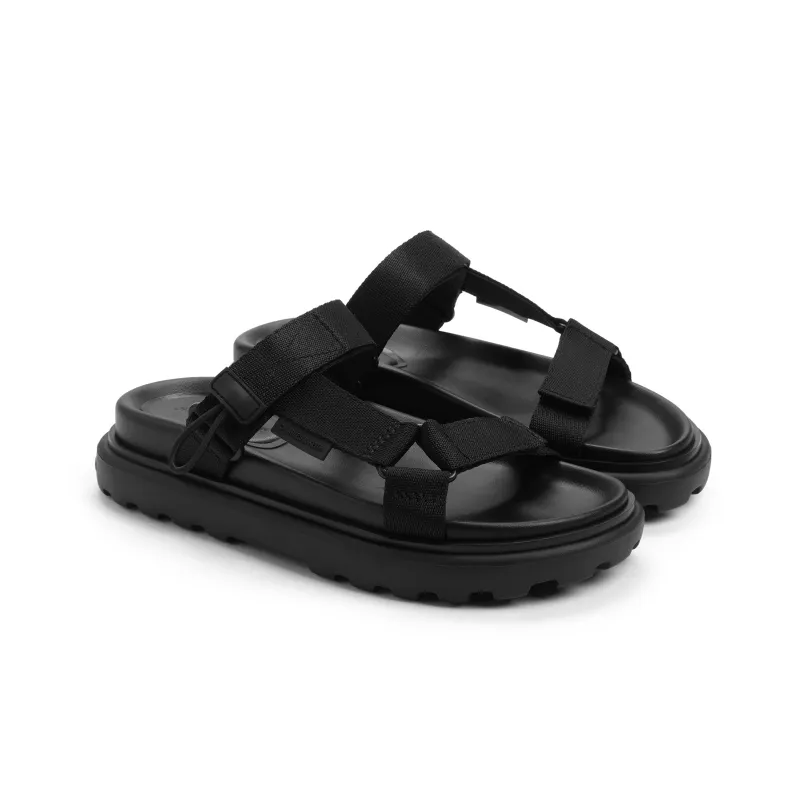 CHARLES&KEITH Slide Slippers Women's BLACK TEXTURED/Beige-1