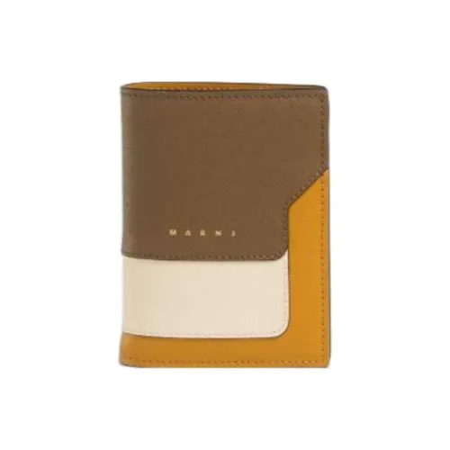 MARNI Trunk Cow Leather Wallet Regular Women's Brown/White/Orange
