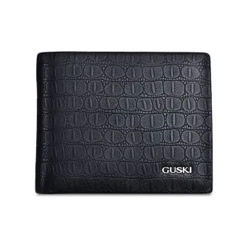 GUSKI Top Grain Cow Leather Wallet, Wallet Men's Black