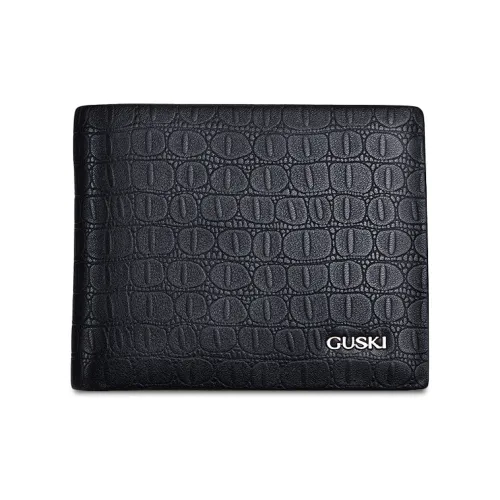 GUSKI Top Grain Cow Leather Wallet, Wallet Men's Black