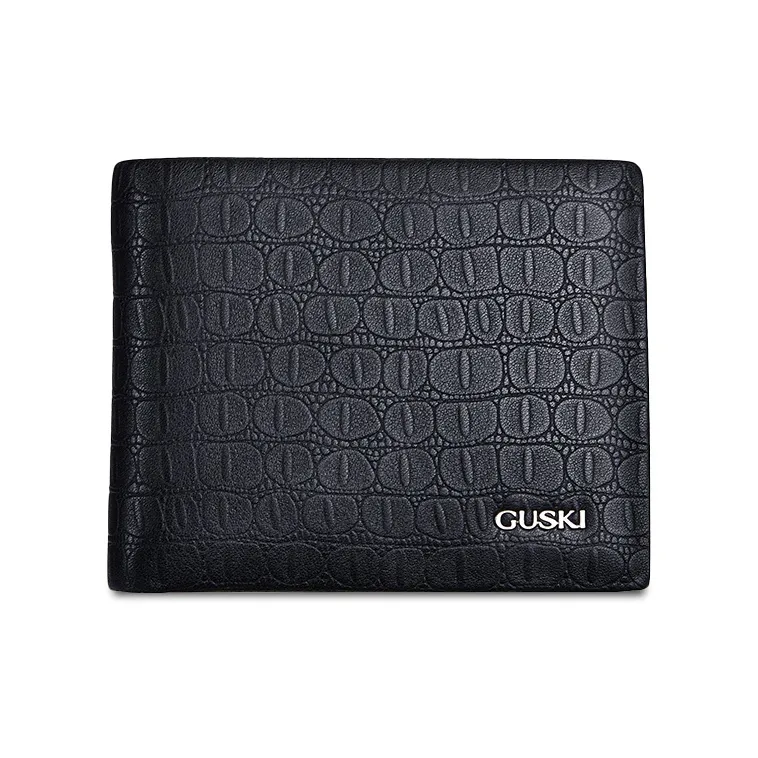 GUSKI Top Grain Cow Leather Wallet, Wallet Men's Black-0