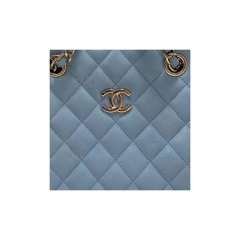 CHANEL Grain Embossed Cow Leather Tote Crossbody Bag Mini Women's Blue-3
