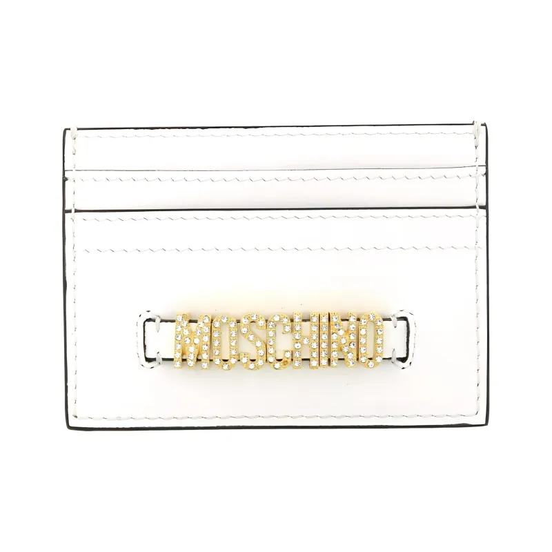 MOSCHINO Calfskin Card Holder Women's White-0