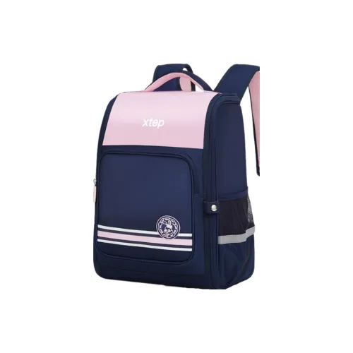 XTEP Fabric+PU Backpack Regular Women's Pink Dark Blue