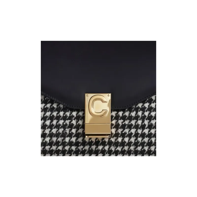 CELINE Twill Velvet With Shimmering Calfskin Crossbody Bag Shoulder Bag Women's Black-4