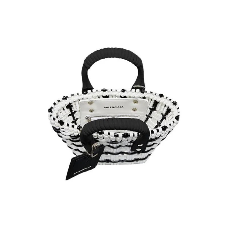 Balenciaga Cow Leather Handbag, Shoulder Bag, Crossbody Bag Women's Black White-4
